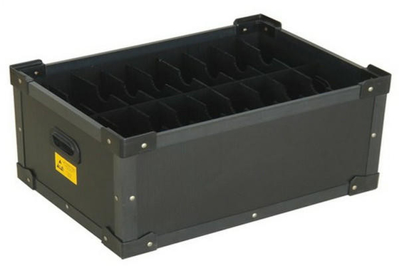 내진성 1-10mm ESD 검은 PP 코르프루테 대전 방지 물결모양 도전 시트 스토리지 박스