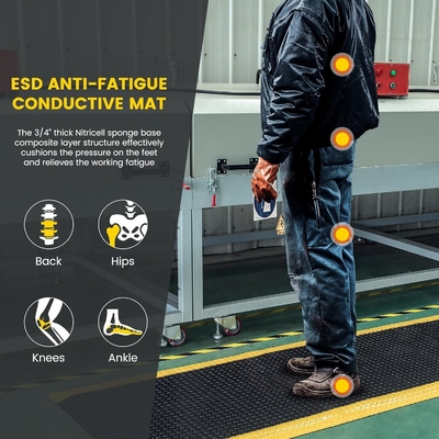 노란색과 검은색 PVC 고무 ESD 피로 방지 바닥 매트