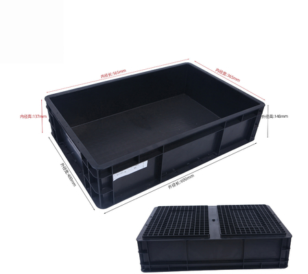 600*400mm ESD 플라스틱 상자 ESD 저장 용기 전자 부품을 위한 전도성 상자