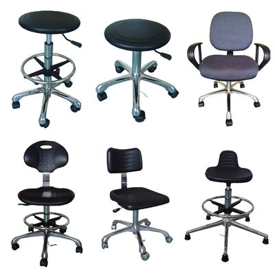Wholesale PU Rotatable Foam ESD Chair with Footring Anti-Static Stool Laboratory  Office Fabric Cleanroom