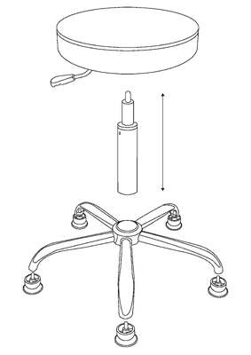 회전형 높이 ESD PU 가죽 정전기 방지 원형 스툴 (발 받침대 포함)