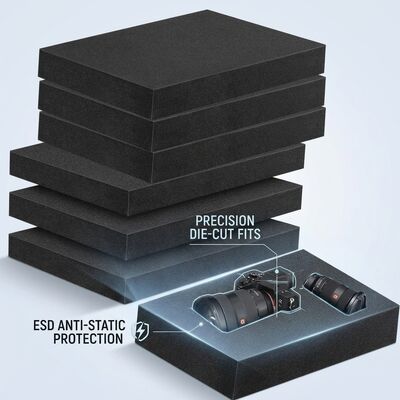 전도성 ESD 폼 삽입 블랙 다이 커트 안티 정적 EVA 폼 내부 포장 쿠션 PCB IC 보드 운송
