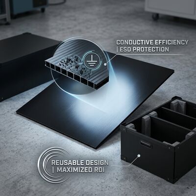ESD 재사용 가능한 PP 밸브 박스 PCB 부품 저장 운송을 위한 유관성 플라스틱 홀로 엽 컨테이너