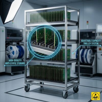 안티 정적 회로 보드를 위한 중량 조정 가능한 ESD PCB 저장 트롤리