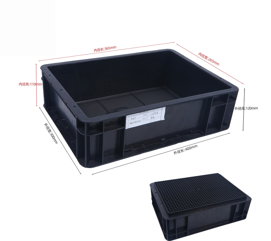 400x300mm 저장 컨테이너 겹쳐질 수 있는 ESD 산업용 플라스틱 저장통 상자 전도성 상자