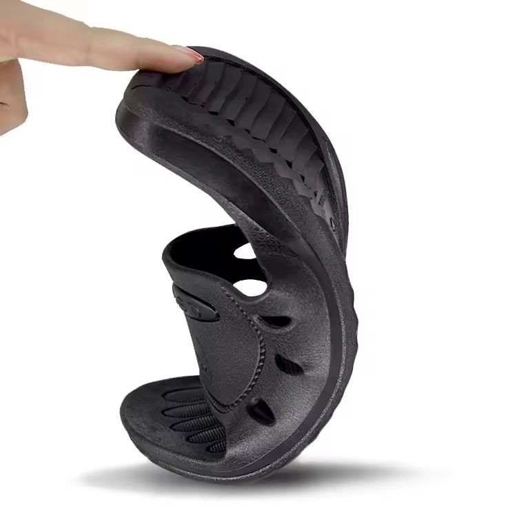 공장 ESD 정전기 방지 SPU 슬리퍼 검정색 6홀 청정실 작업장 안전 편안한 미끄럼 방지